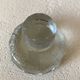 Small carafe in blown cut glass with engraved decoration of vine leaves and grapes, threaded stopper