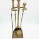 Fireplace tool set in brass