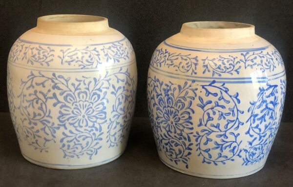 Paire de pots à gingembre XIXe fabriquée en Chine