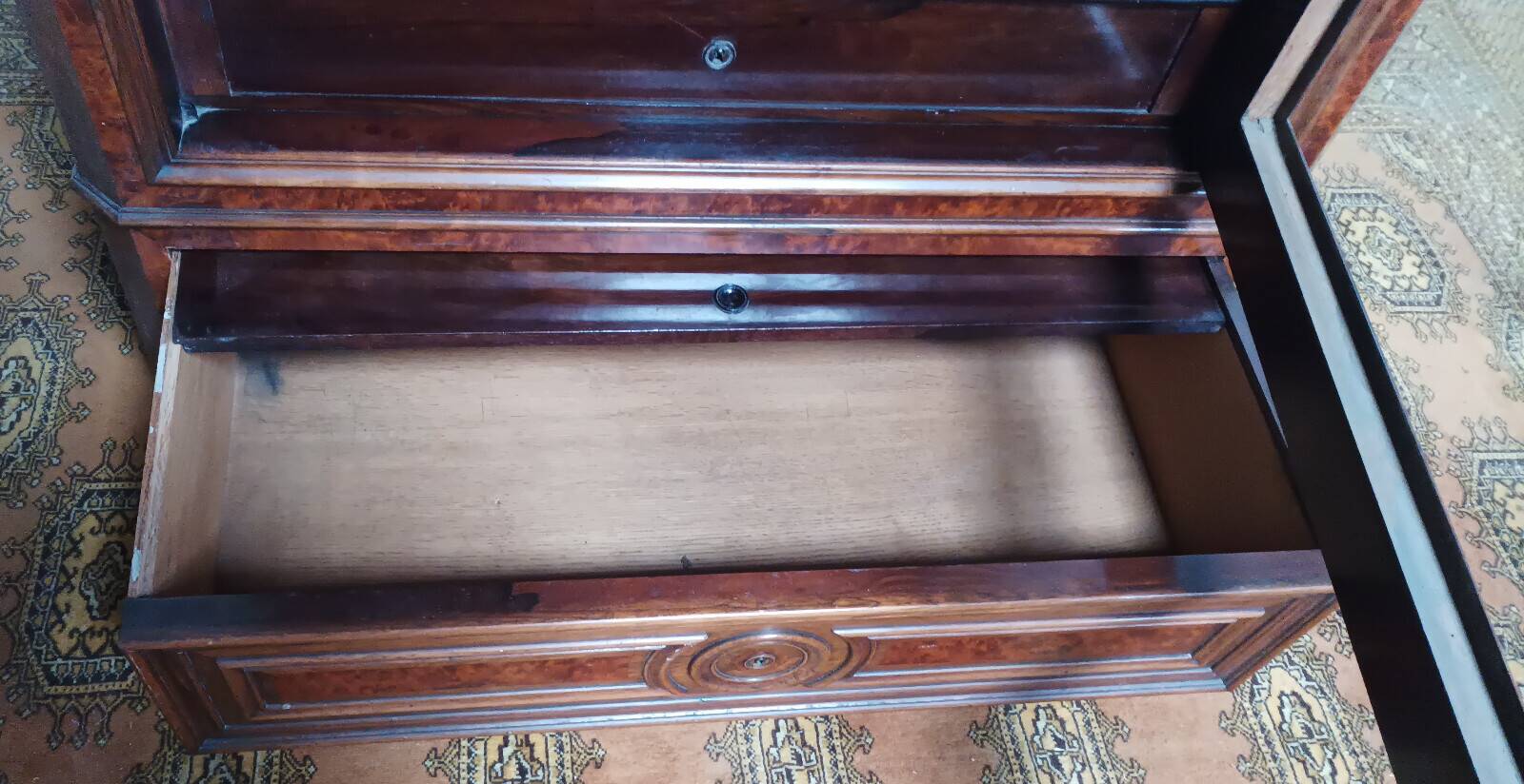 Library from the Napoleonic III era in thuya burl.