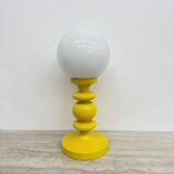 Mid-century design yellow table lamp with glass globe, 1970s