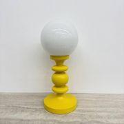 Mid-century design yellow table lamp with glass globe, 1970s