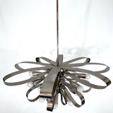 Mid-century pair of Italian chrome chandeliers from 70