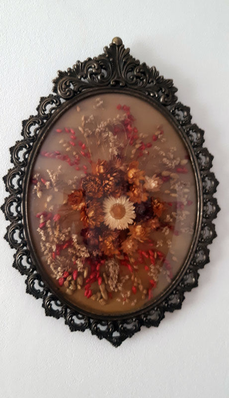 Herbier ovale vintage en laiton