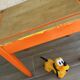 Wooden wooden desk orange base