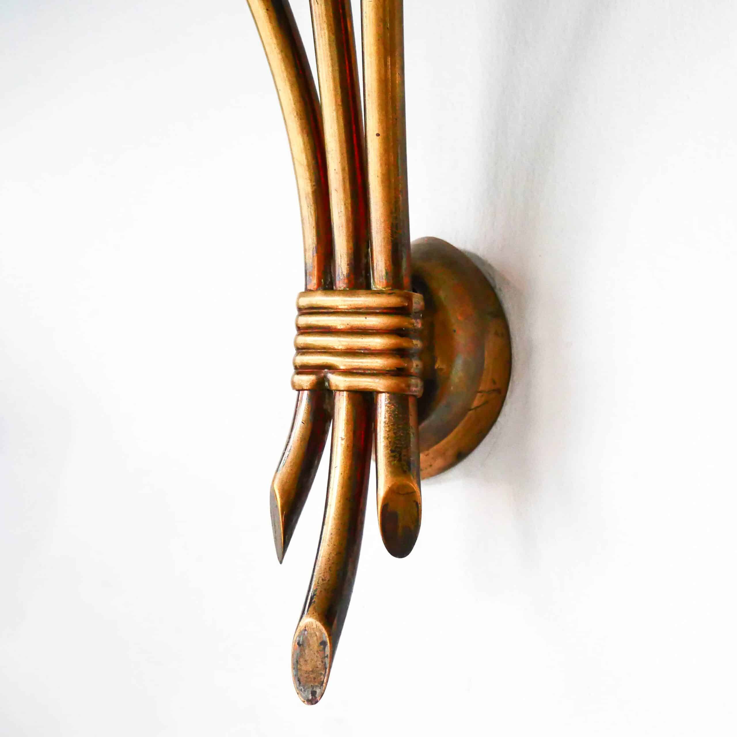 Antique pair of “tulip” wall lights
