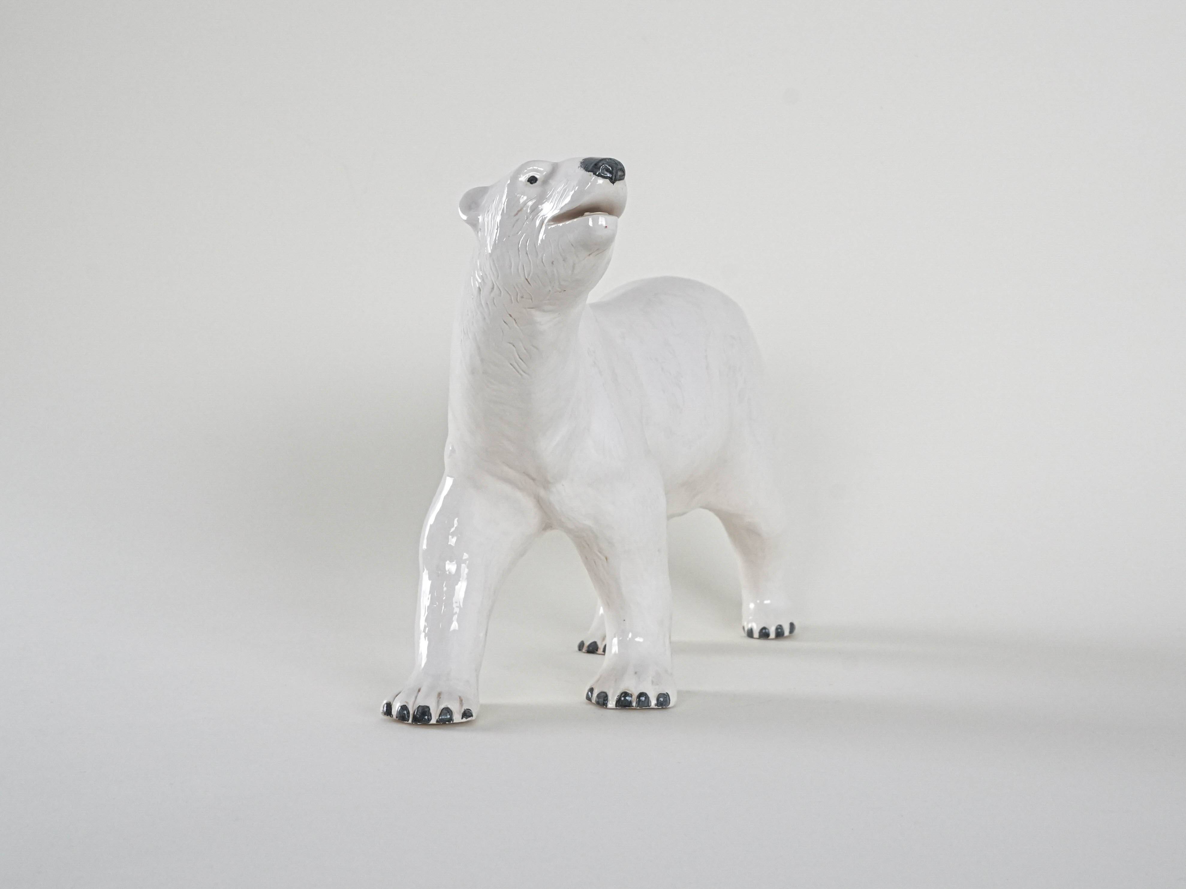 Sculpture d'ours polaire en céramique, Danemark années 1970