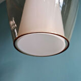 Suspension scandinave en verre satiné blanc et verre transparent rose pâle, 1960