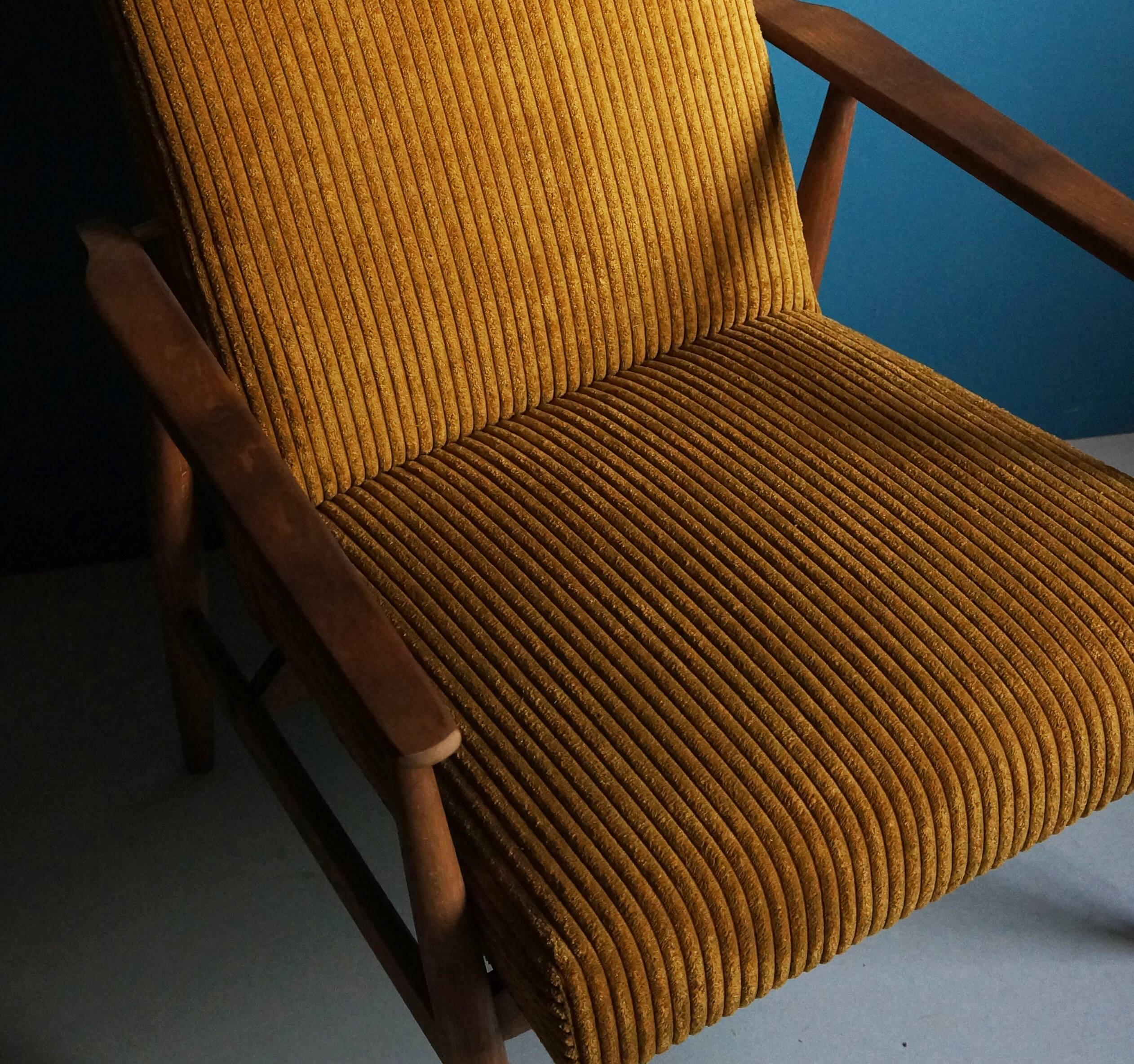 Vintage Armchair from Mid Century, Dark Mustard, Restored