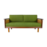 Danish teak & wool 2.5 seat sofa day bed by Illum Wikkelsø 60s