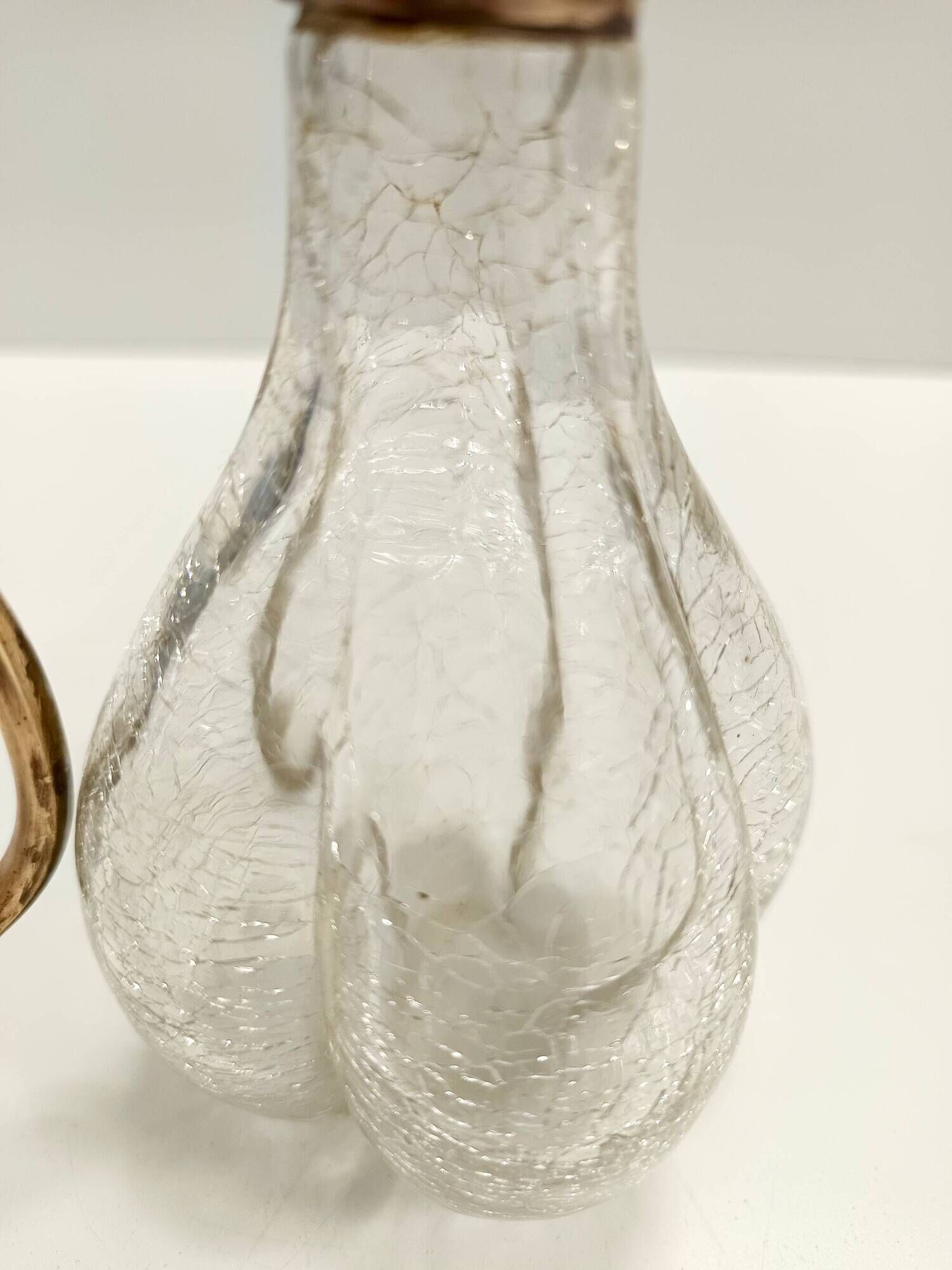 Vintage Brass and Murano Glass Liqueur Decanter or Whiskey Noggin, Italy