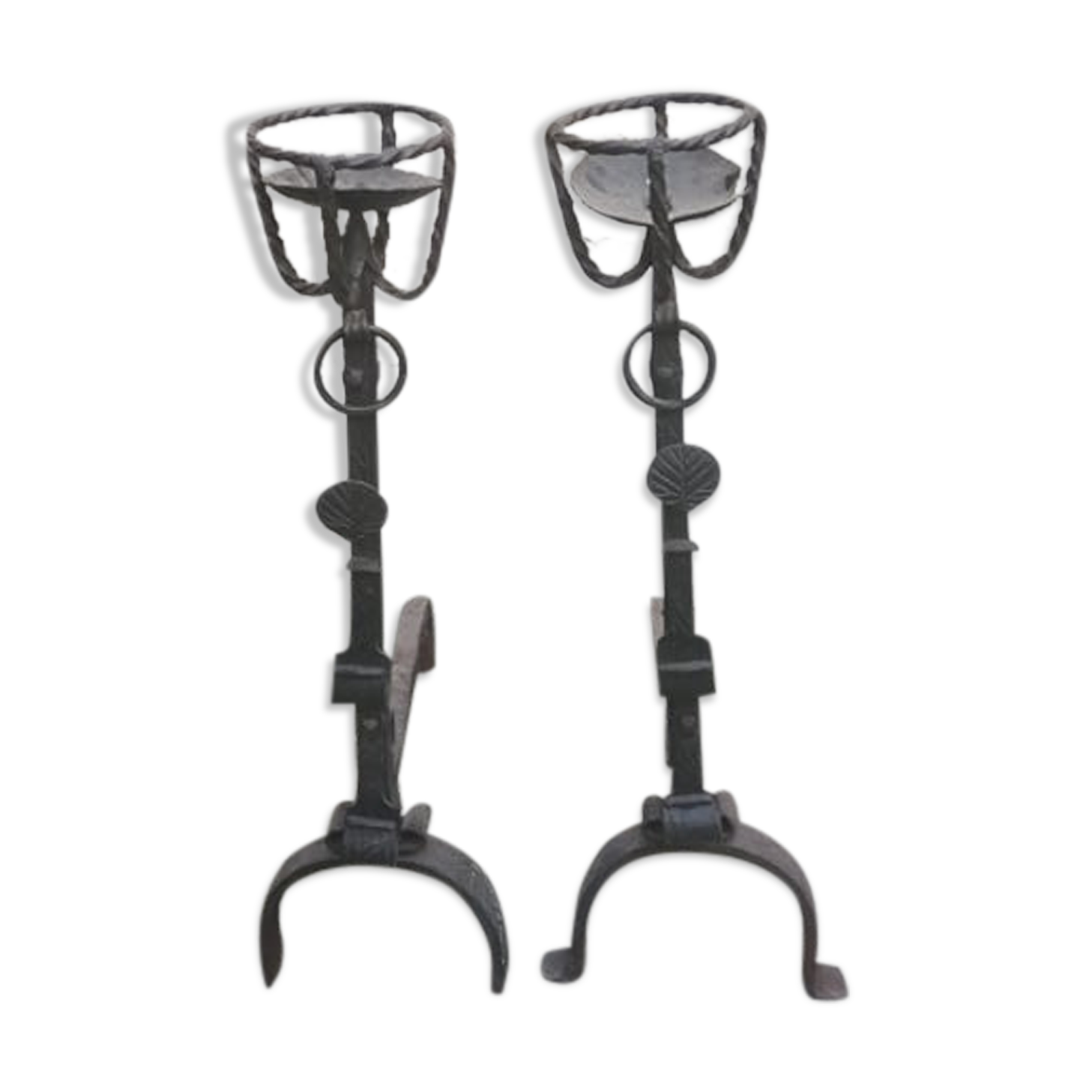 Pair of cast iron chenets