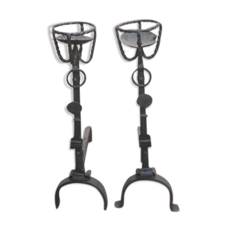 Pair of cast iron chenets