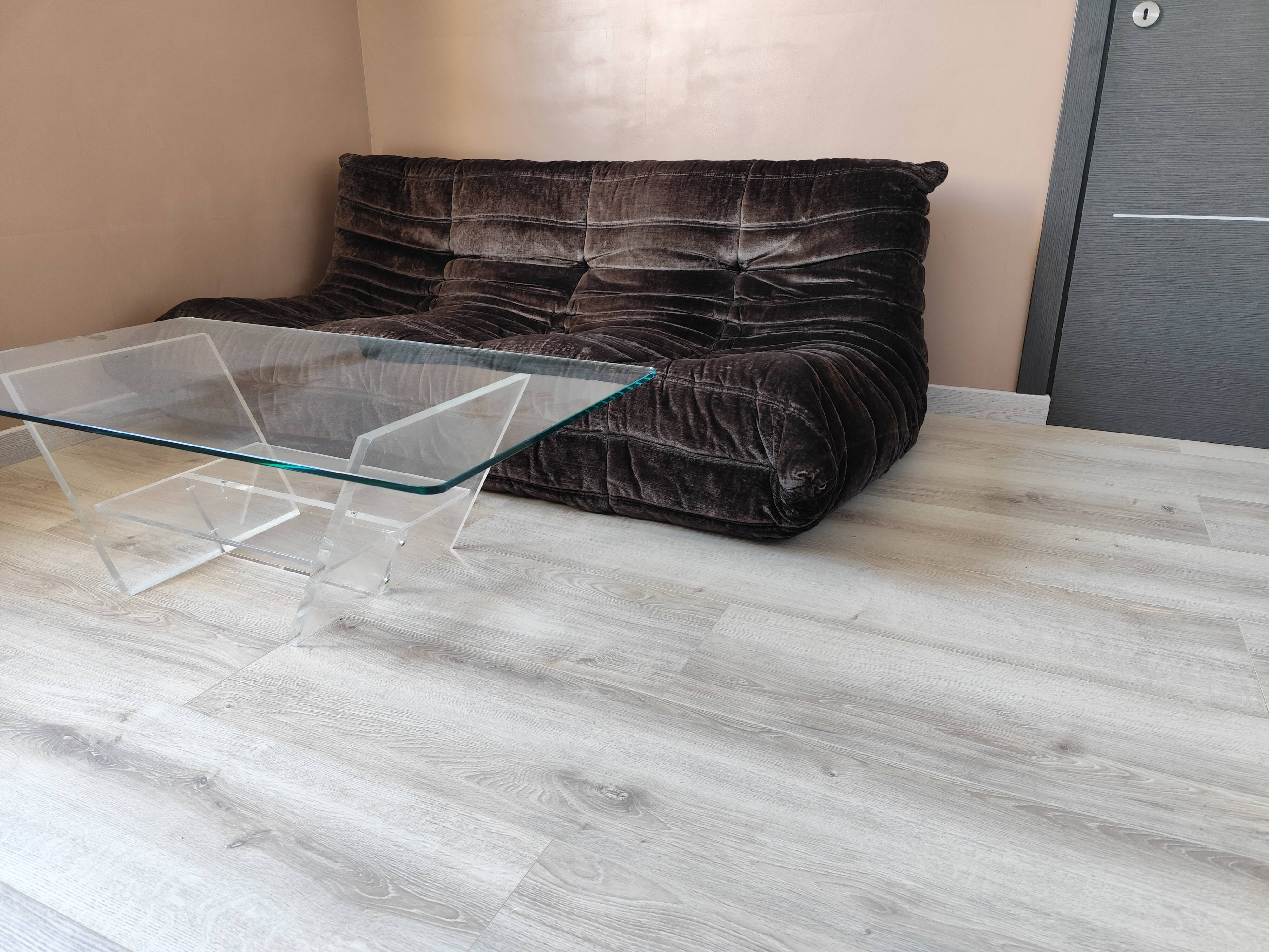 Vintage David LANGE glass & altuglas coffee table circa 1970