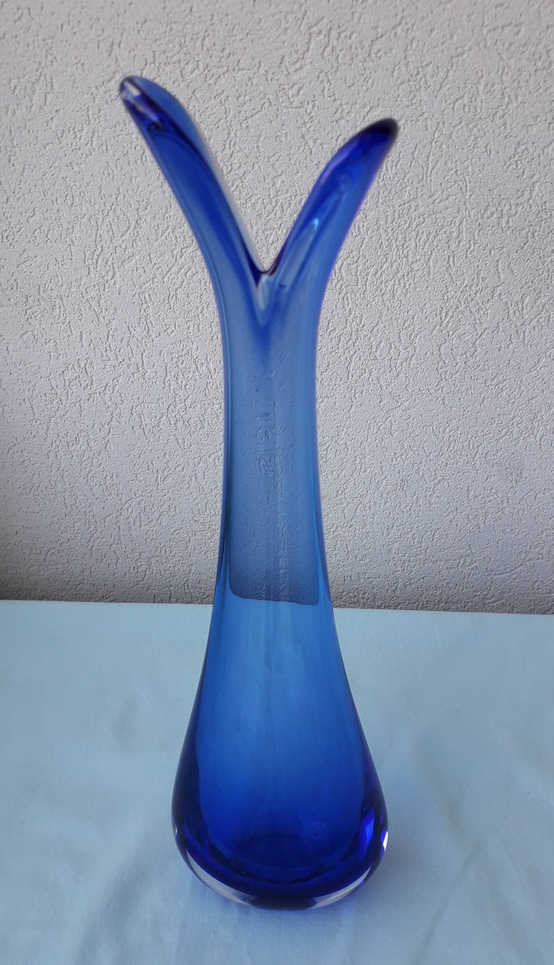 blue glass vase