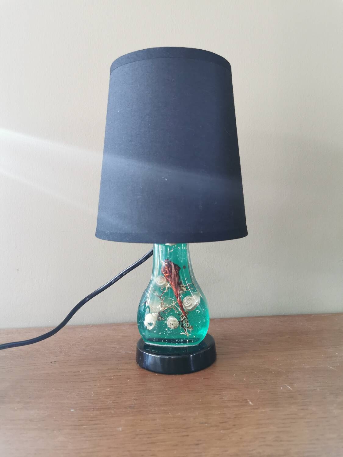 Vintage resin inclusion lamp curiosity cabinet