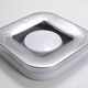 Square white ashtray Ico Parisi, chrome and melamine by Lamperti, Italy, 1970s.