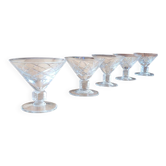 5 coupes à champagne en verre taillé