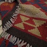 Burgundy Wool Kilim Rug, Large Afghan Tribal Flatweave 304x200cm