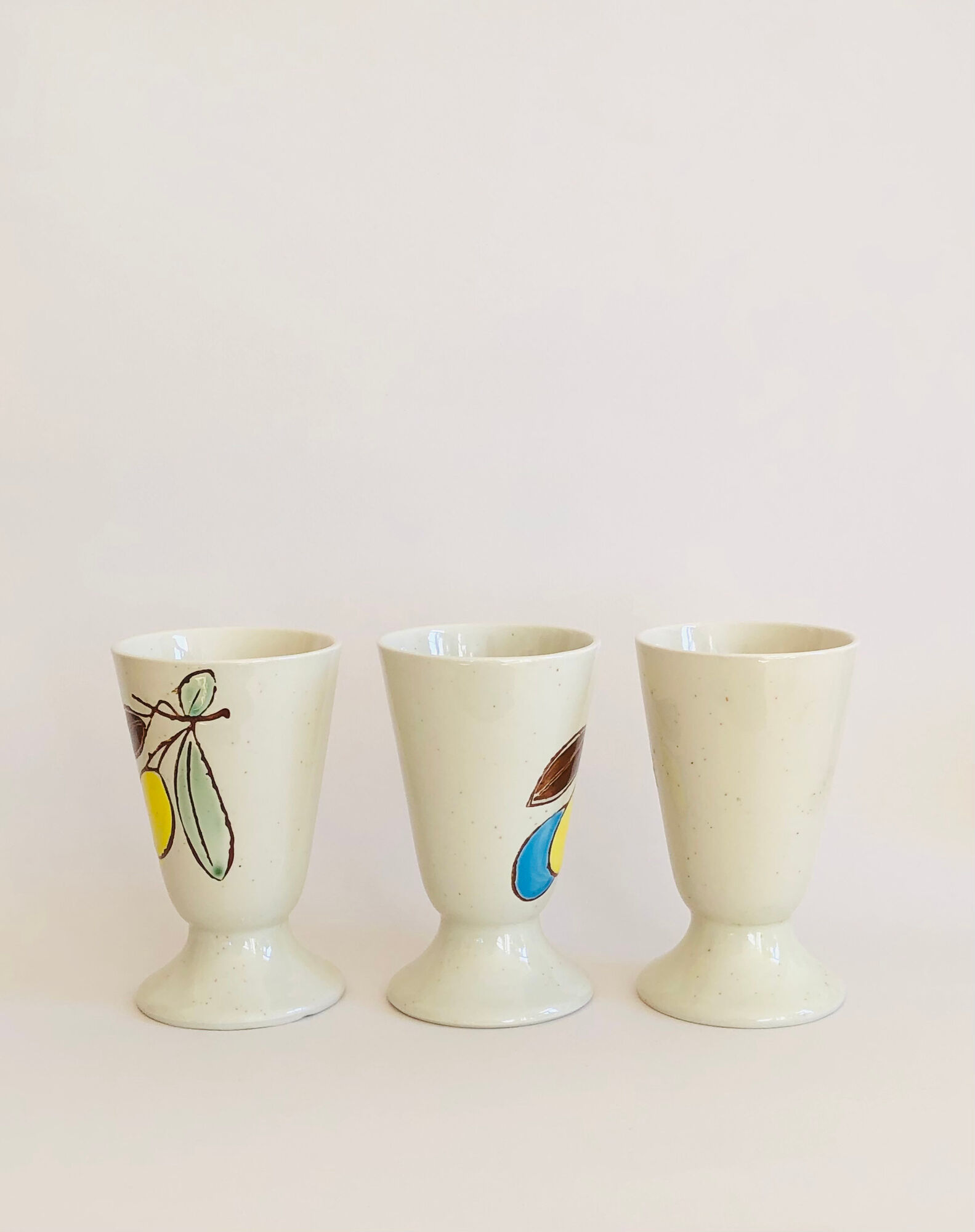 Set of 6 vintage Korean mazagrans in sandstone