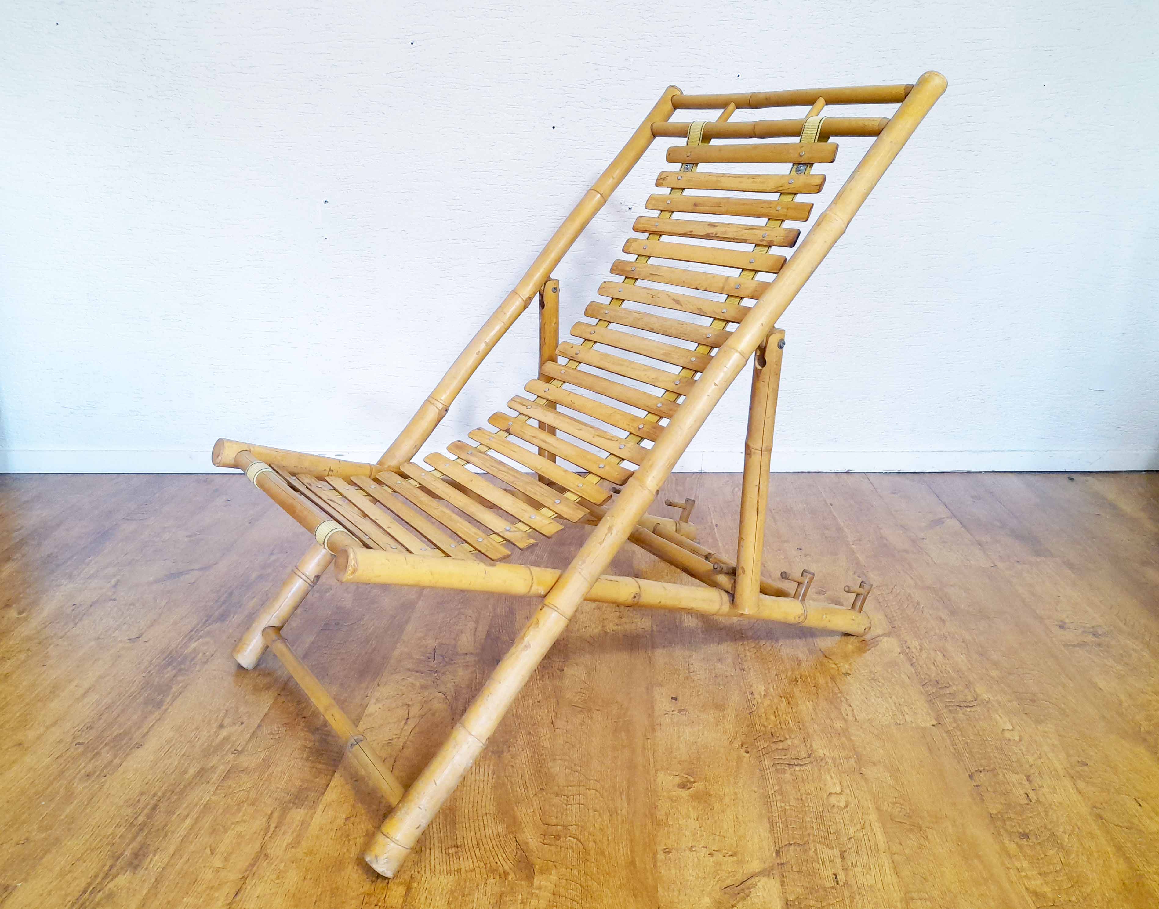 Vintage bamboo deckchair
