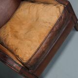 Vintage dutch cognac colored leather club chairs