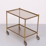 Hollywood Regency Brass Serving Trolley 1970s