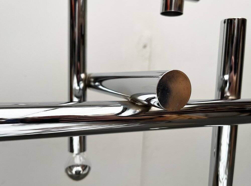 Minimalist chrome ceiling lamp from the mid-century space age by Temde, Switzerland, 1960s.