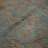 Handmade turkish decorative 1980s 232 cm x 322 cm blue wool carpet