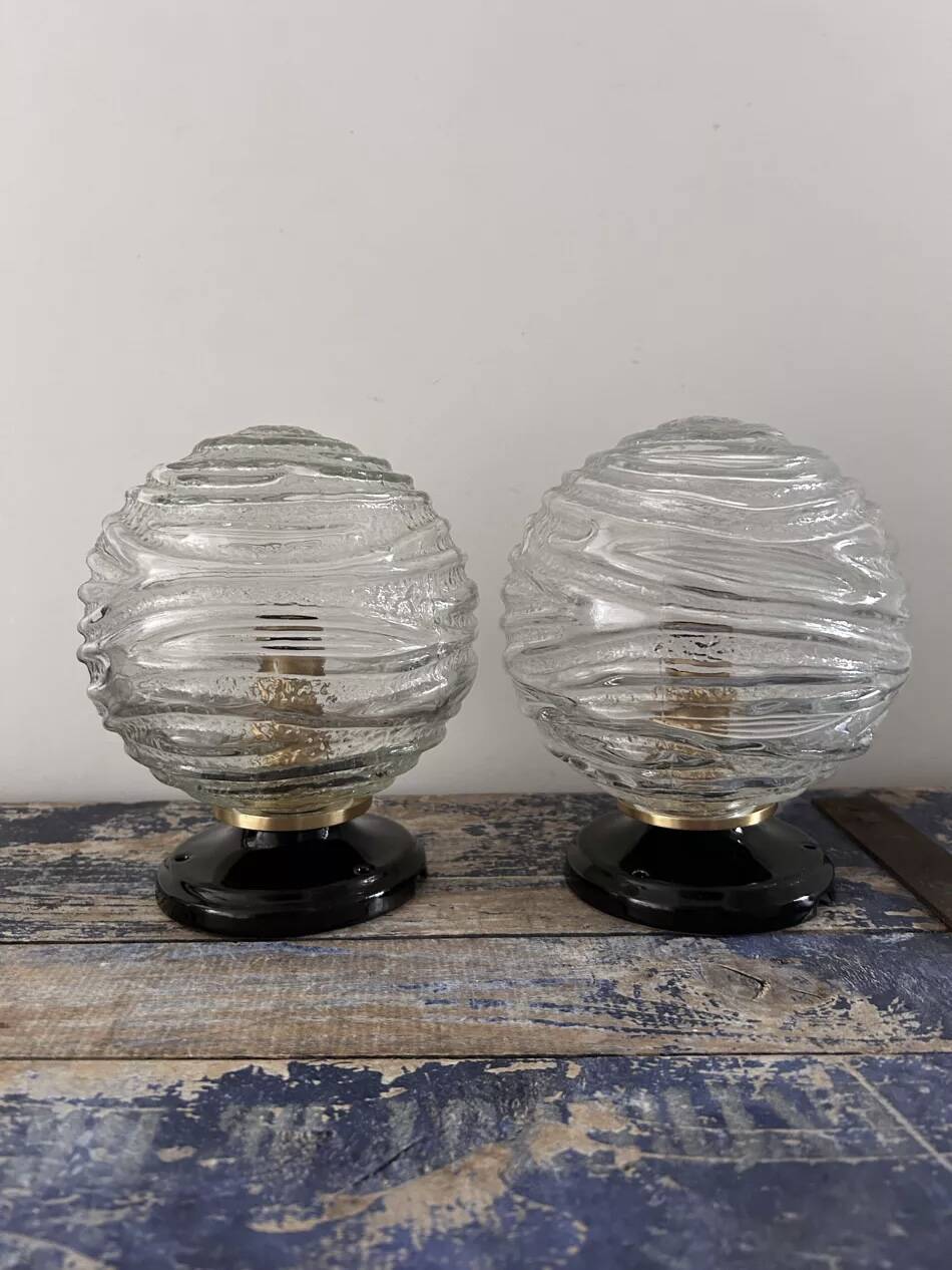 Pair of seventies globe wall lights