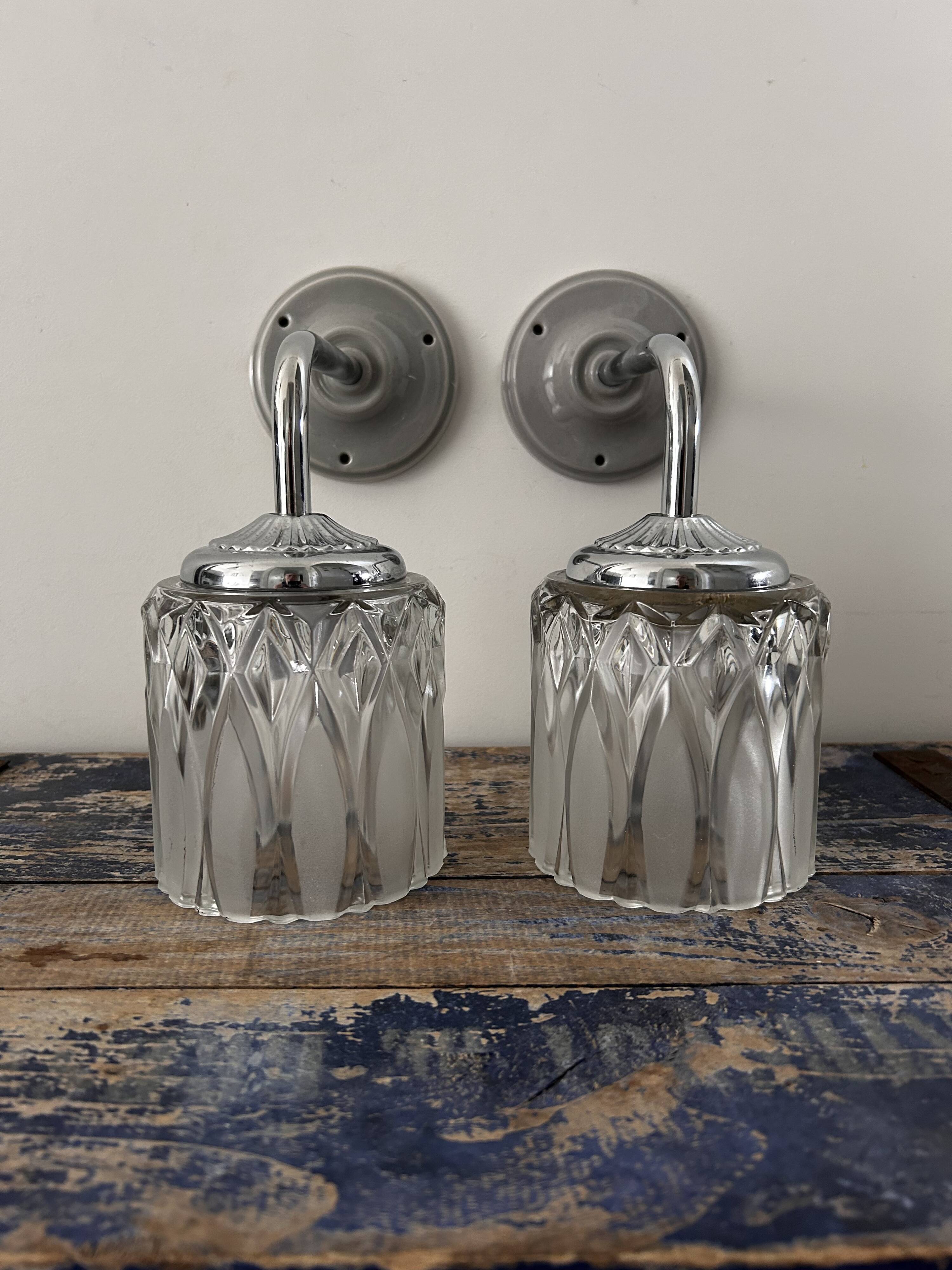 Pair of vintage chrome wall lights