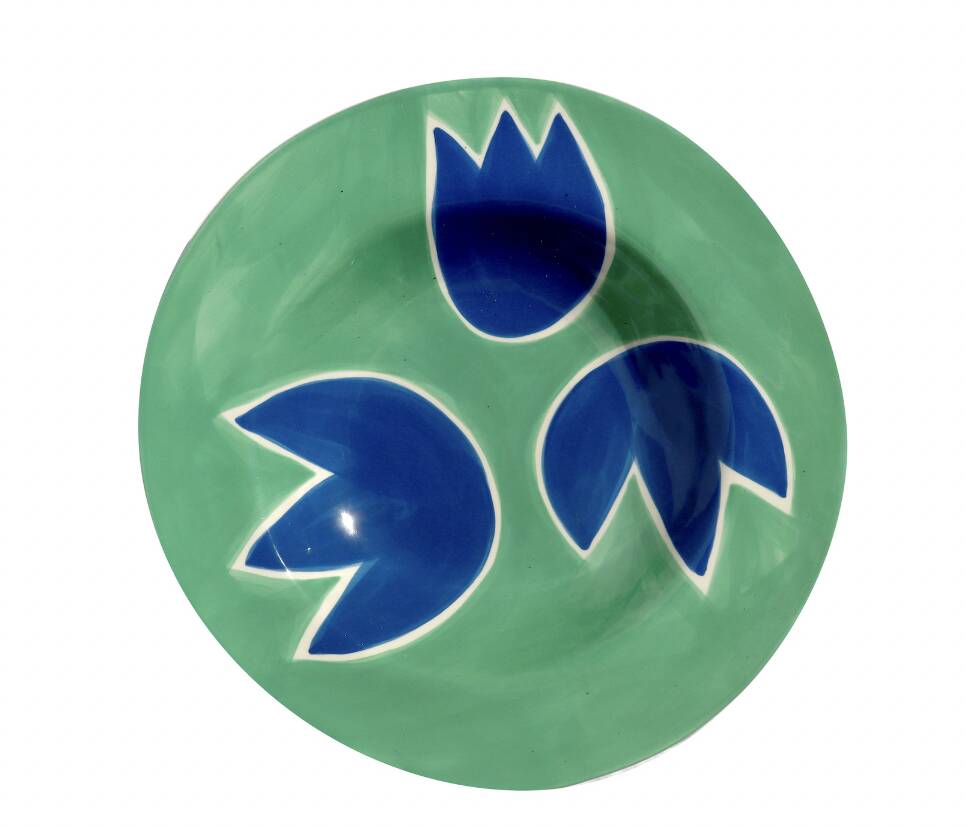 Green & Blue Tulip Plate
