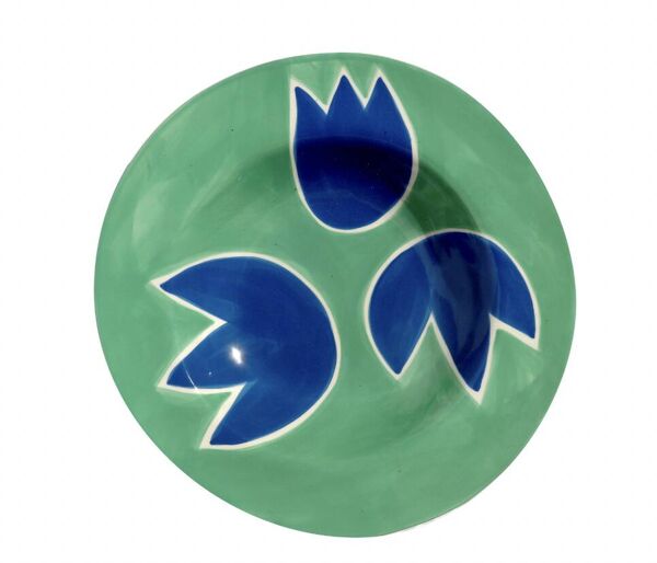 Assiette Green & Blue Tulip