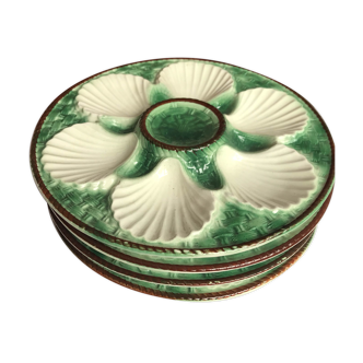 4 vintage oyster plates