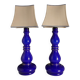 Baluster-shaped Cobalt Blue Glass Table Lamps, Rosdala Glassworks 1960, Set of 2