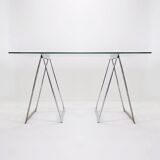 Mid-Century Chrome Trestles Desk, 1970s