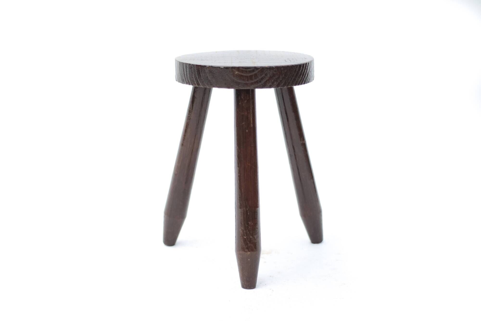Vintage stool, wooden stool, tripod stool, brutalist, plant stand.