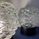 Pair of vintage wall lamps in molded glass and thermoplastic