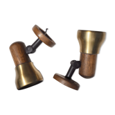 Pair of wall lamps in wood and gilded metal