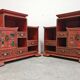 Antique bedside tables in lacquer with hand-painted decorations.