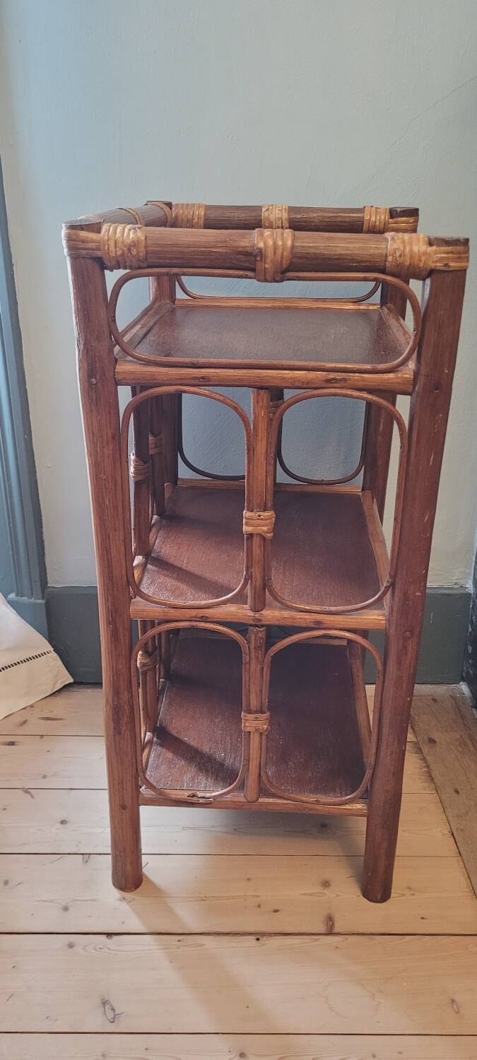 70's rattan shelf