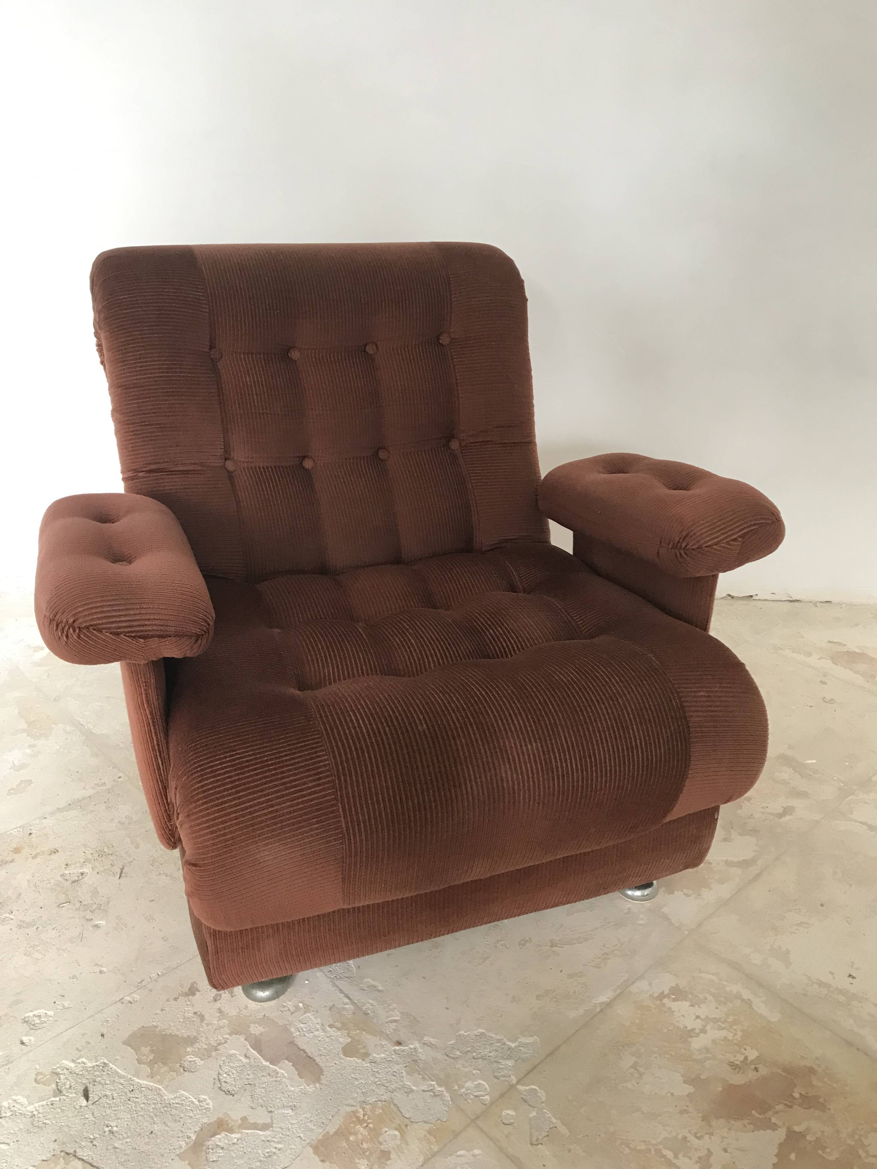 Vintage corduroy armchair 1970s