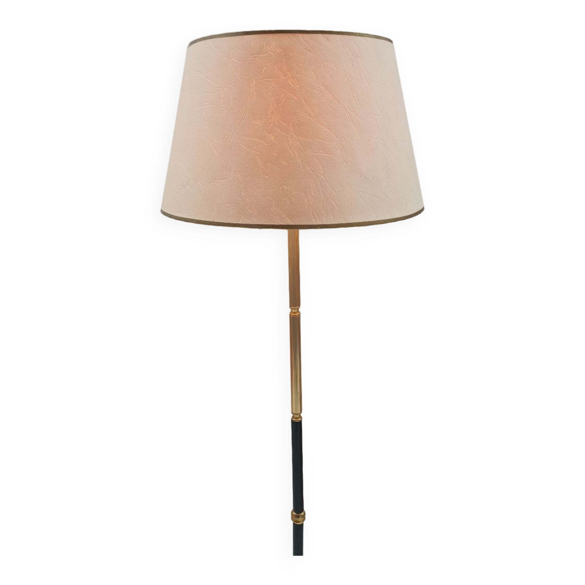 Tripod floor lamp in brass and bakelite 1950