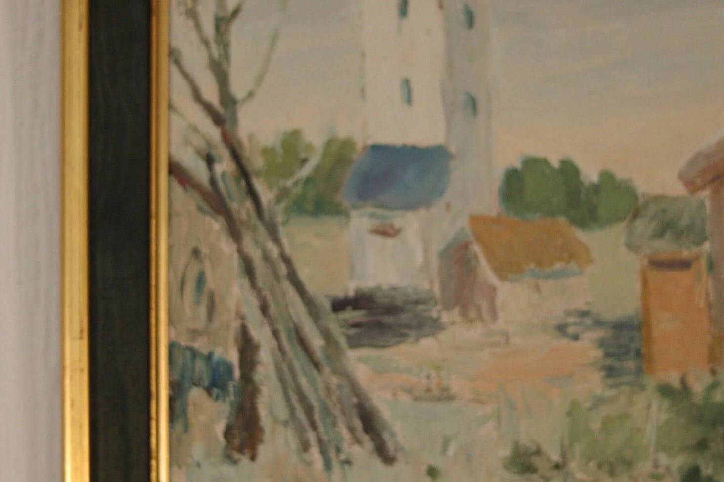 Original Oil on Canvas – “Village” (Attributed to H. Benneth) – Framed