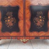 Louis XVI display cabinet in rosewood and amaranth veneer.