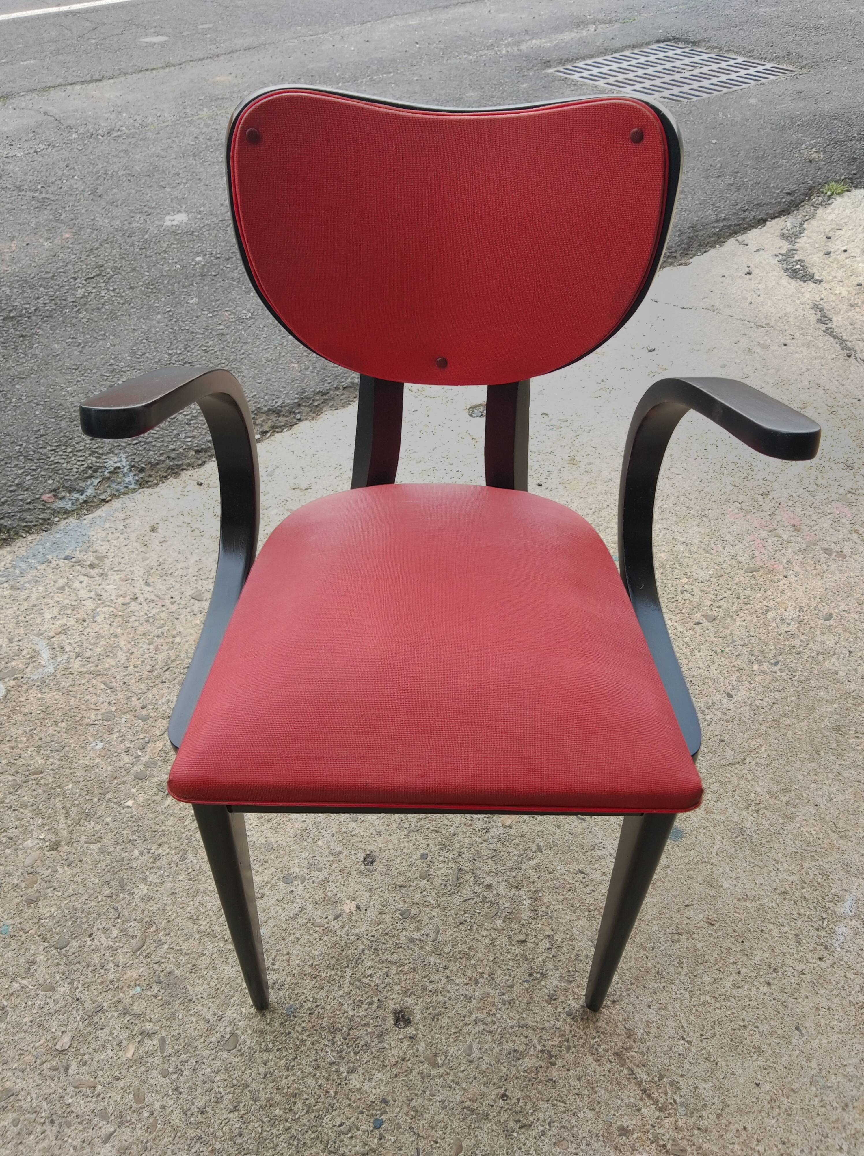 Fauteuil de bureau vers 1950 rouge et noir