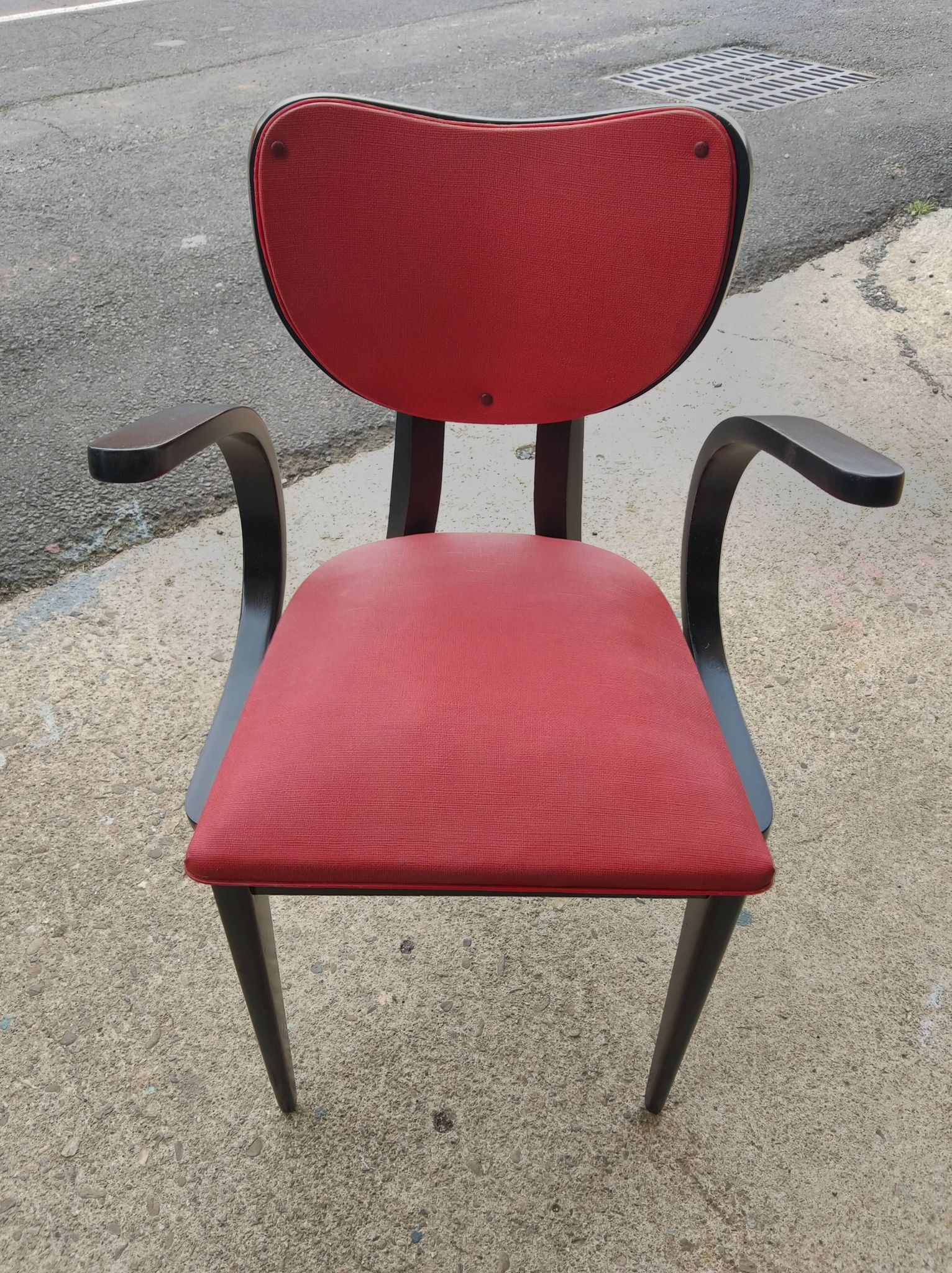 Fauteuil de bureau vers 1950 rouge et noir