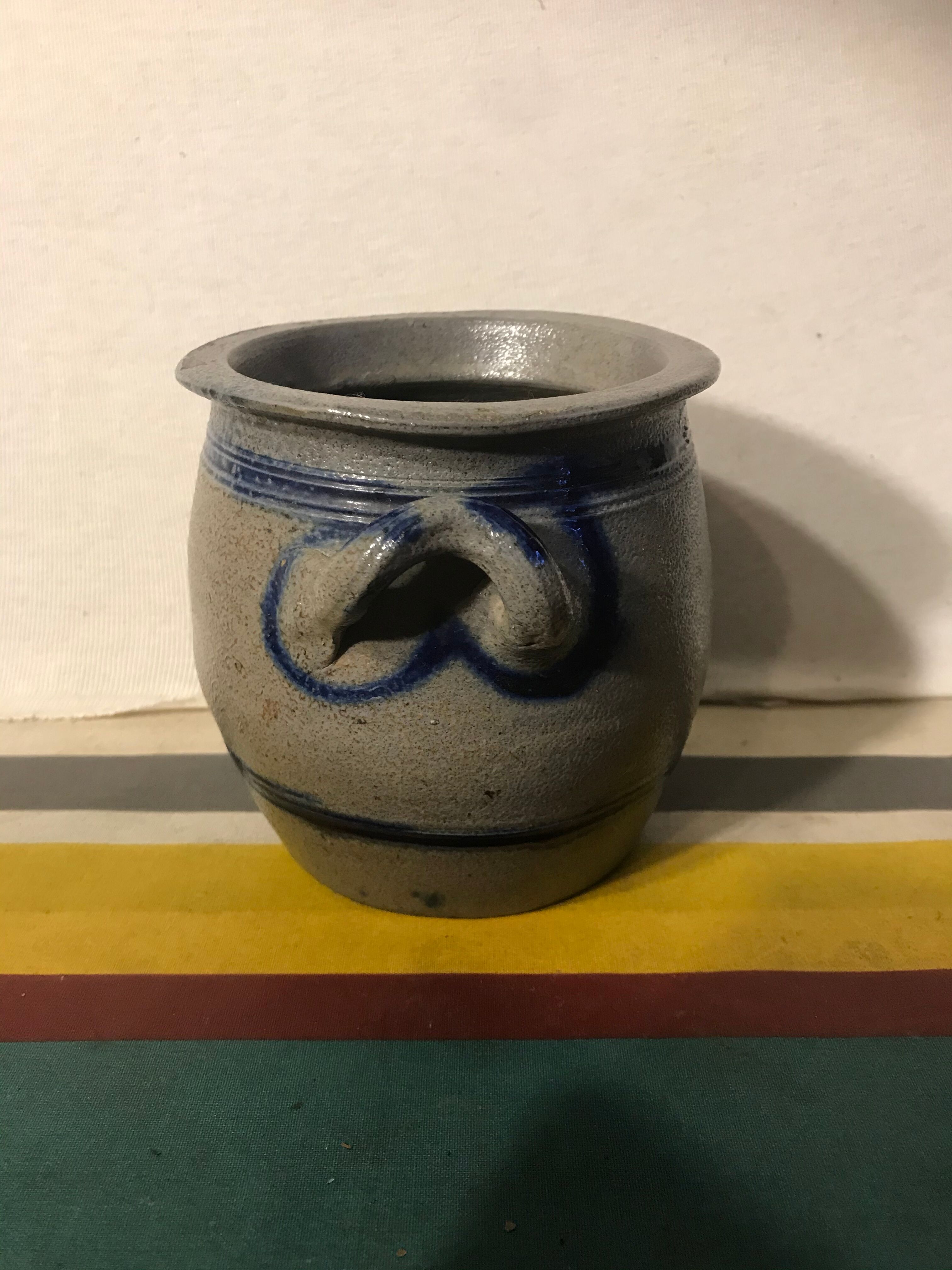 Lot 5 old blue sandstone 3 pots - carafe - vintage decoration tonneau