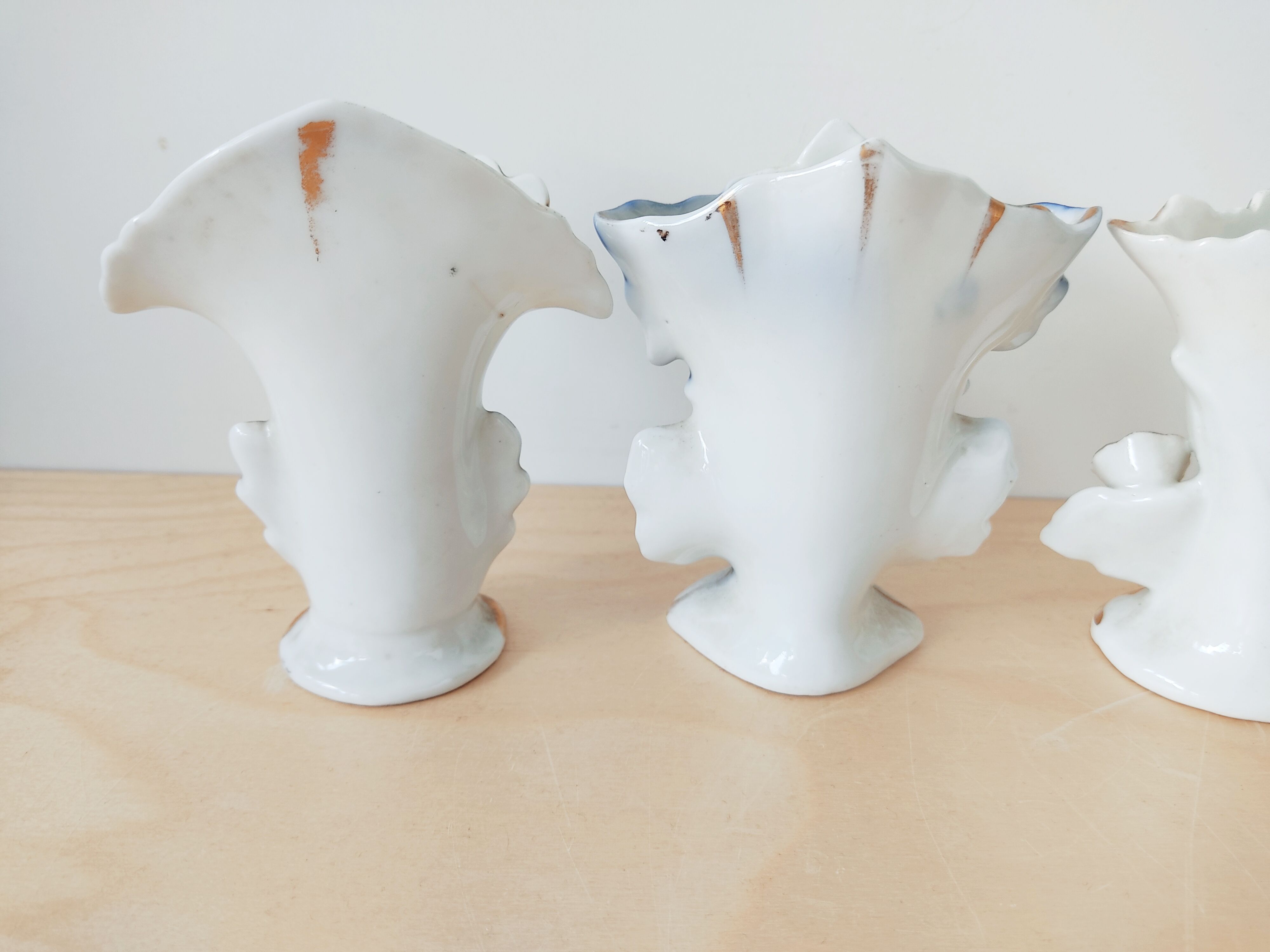 Ensemble de 3 vases cornets, vases de marié