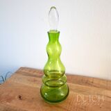 Vintage Green Decanter, Sculpted Glass Carafe, Rare Item, Wet Bar Decor